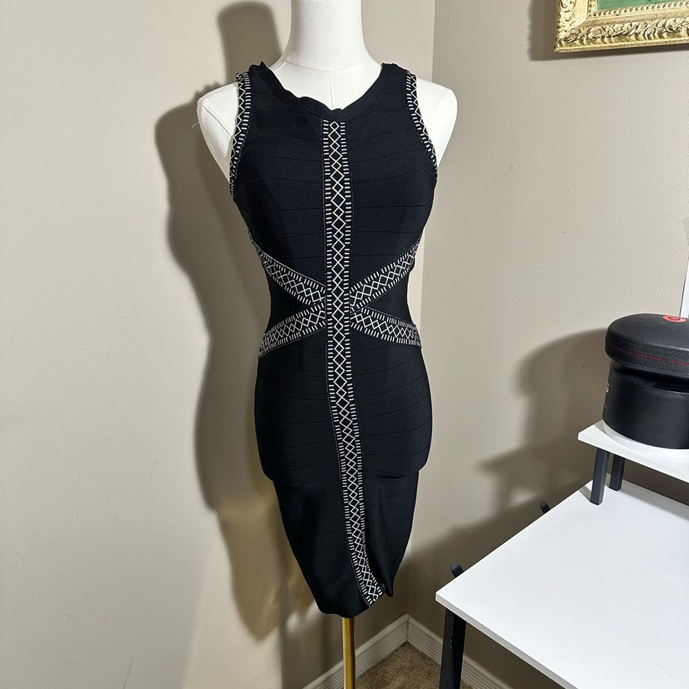 bebe Black and White Mini Dress